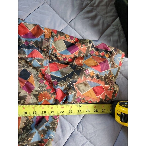 Vintage Details Express Silk Short Sleeve Button Down Medium Shirt Geometric... - Picture 9 of 12